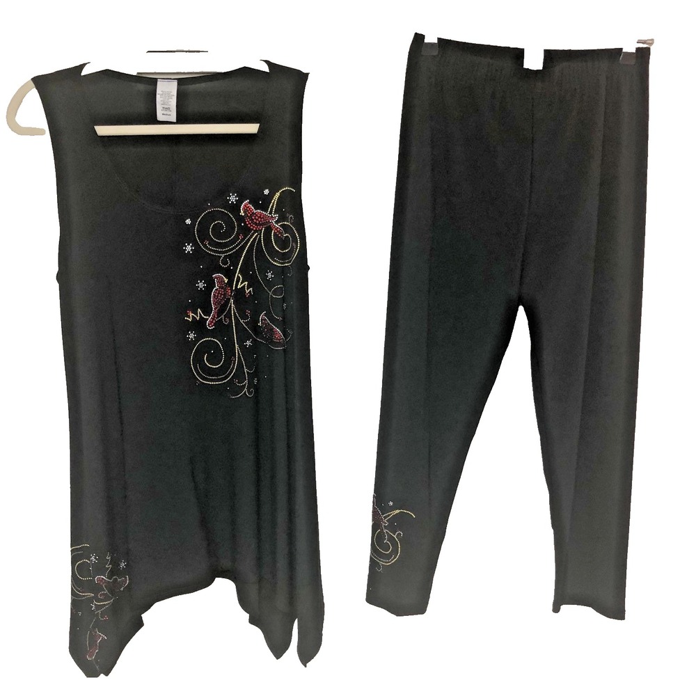 Y2K Unbranded Womens‎ S M Cardinal Outfit Beaded Sequins USA Tunic Crop Pant Set - Picture 2 of 9
